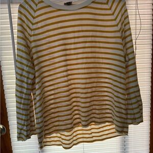 CAbi Yellow and White Striped Long Sleeve Top